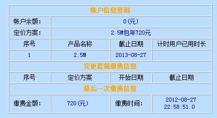 【转让】2.5兆宽带通账号缴费周期至明年8月2